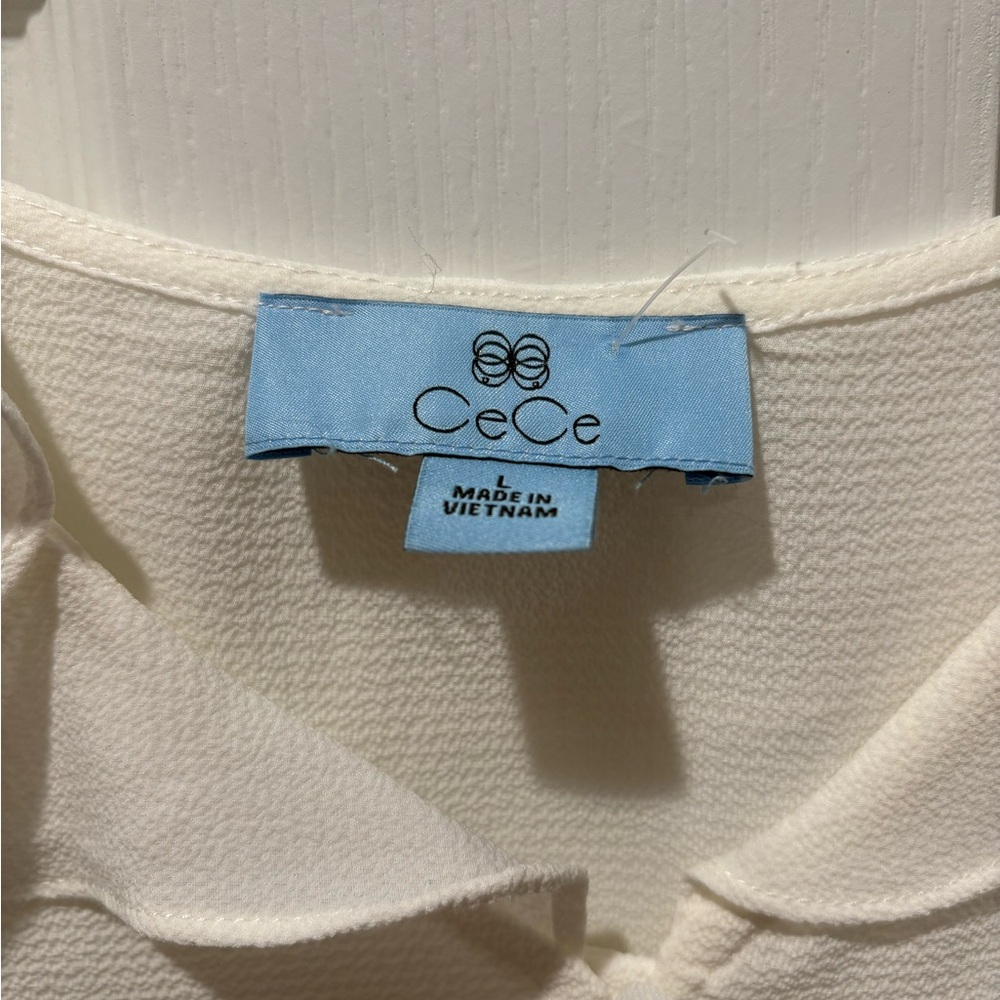 CeCe Cream Ruffle Button Blouse - Picture 2 of 4